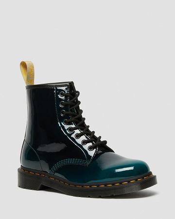 Black Men's Dr Martens Vegan 1460 Gloss Lace Up Boots | CA 545FDN